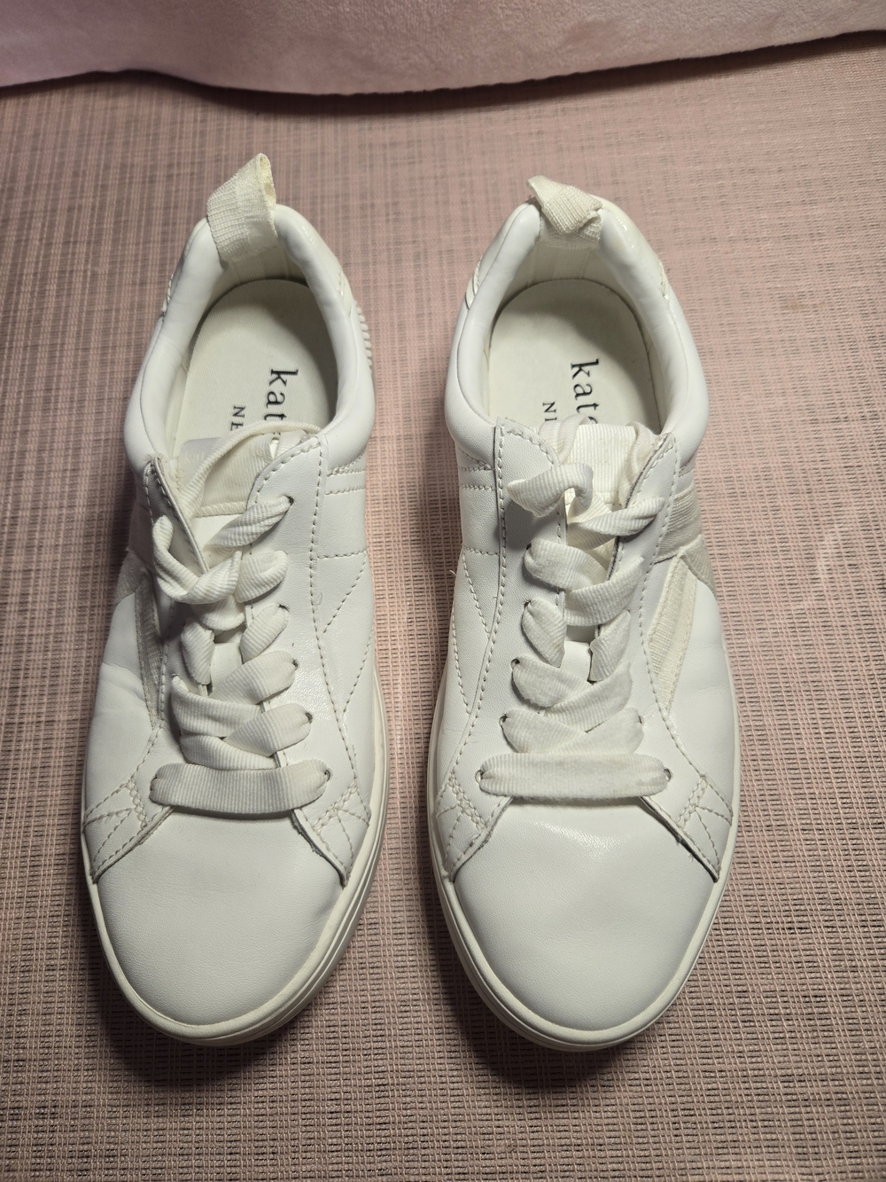 Kate Spade White Leather Lace-Up Sneakers